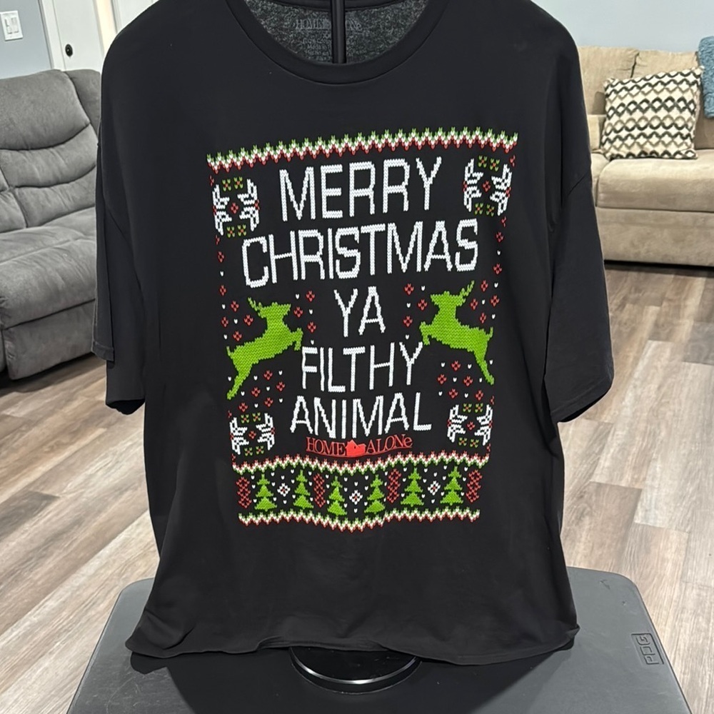 Green and Black Short Sleeve Christmas Tees